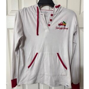 VTG Hallmark Channel Womens M Red Truck Christmas‎ Tree Hoodie Pullover TV Movie